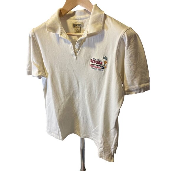 Boston Red Sox White Collared Spring Training Short Sleeve Polo Shirt SZ Medium - Picture 3 of 7
